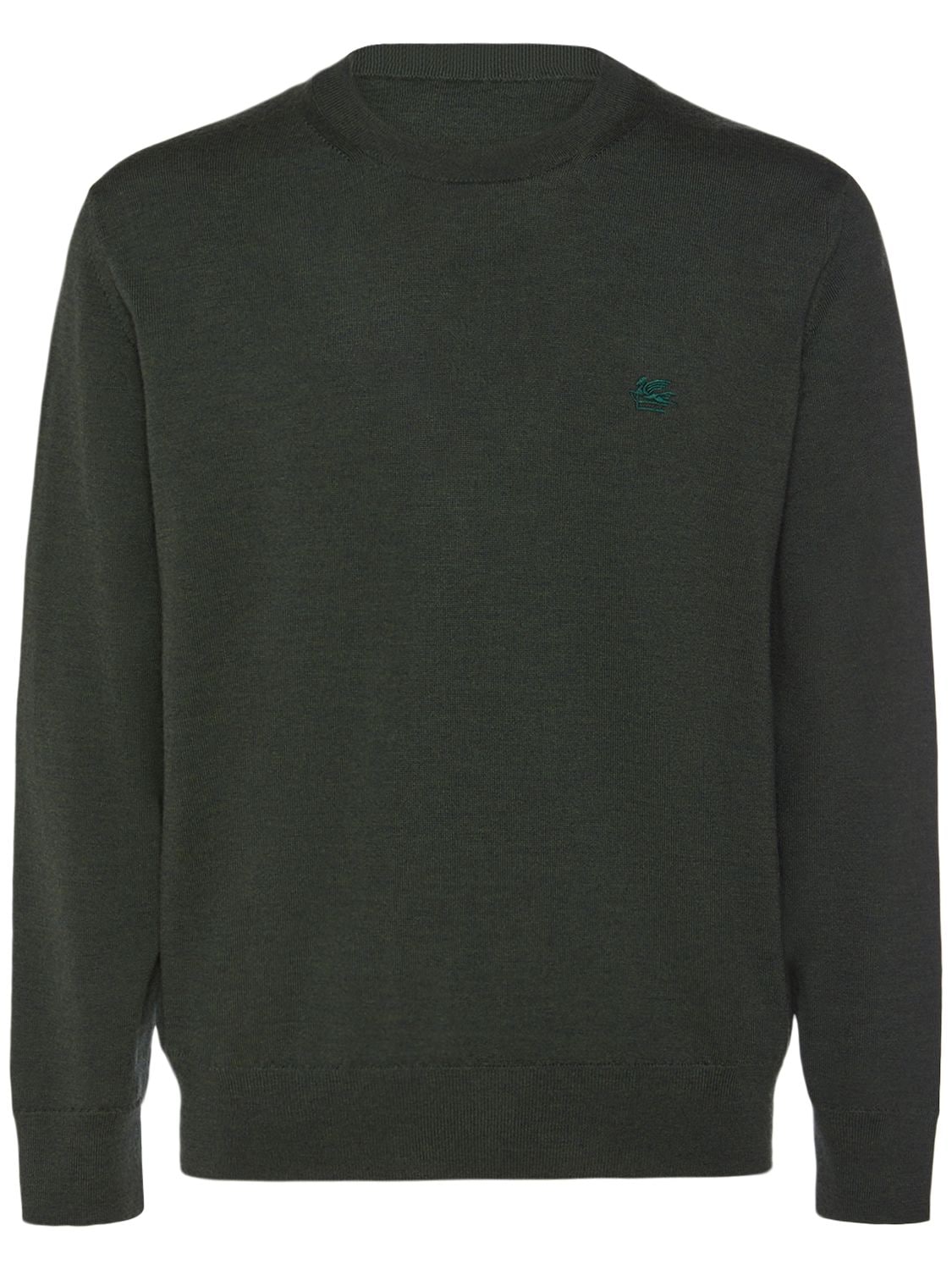Etro Roma Wool Crewneck Sweater In Green