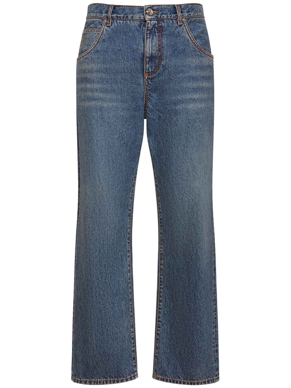 Image of Relaxed Fit Cotton Denim Jeans