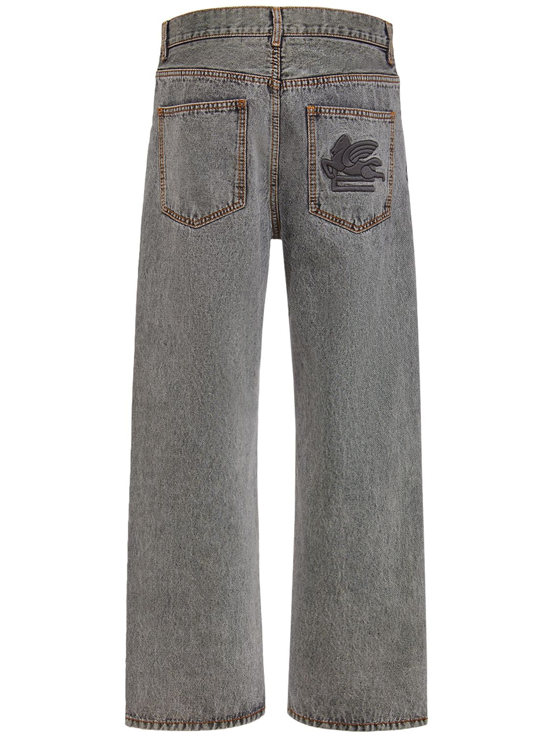 Shop Etro Regular Fit Cotton Denim Jeans In Grey