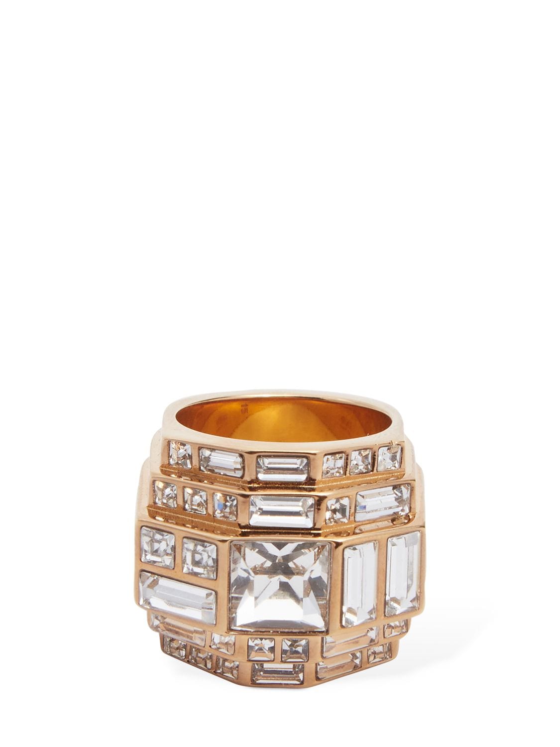 Shop Versace Crystal Thick Ring In Gold,crystal