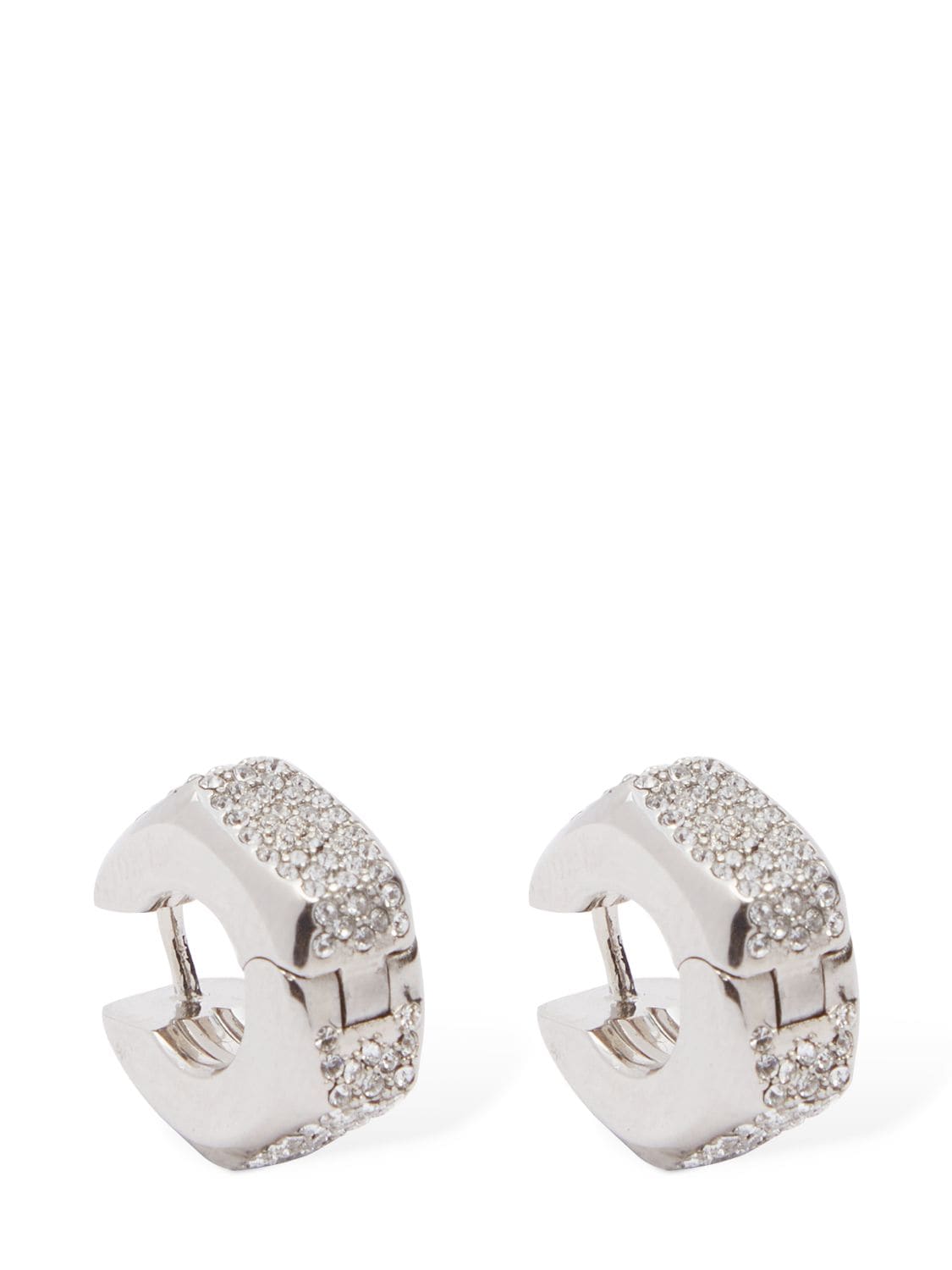 Versace Bulk Crystal Hoop Earrings In Silver