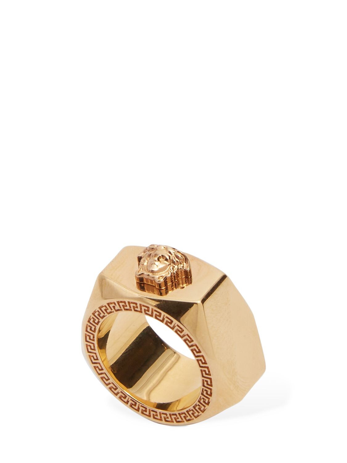 Shop Versace Medusa Squared Ring In Gold