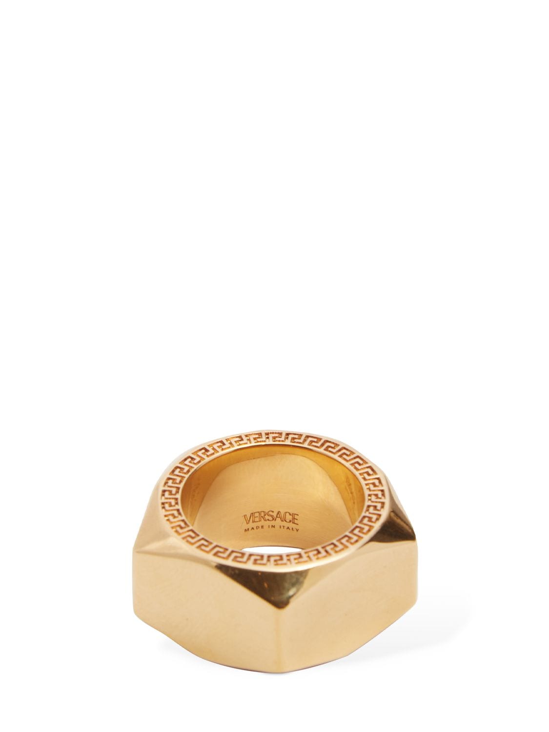 Shop Versace Medusa Squared Ring In Gold
