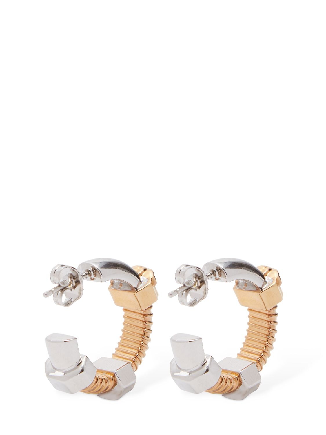 Shop Versace Medusa Bicolor Hoop Earrings In Gold,palladium