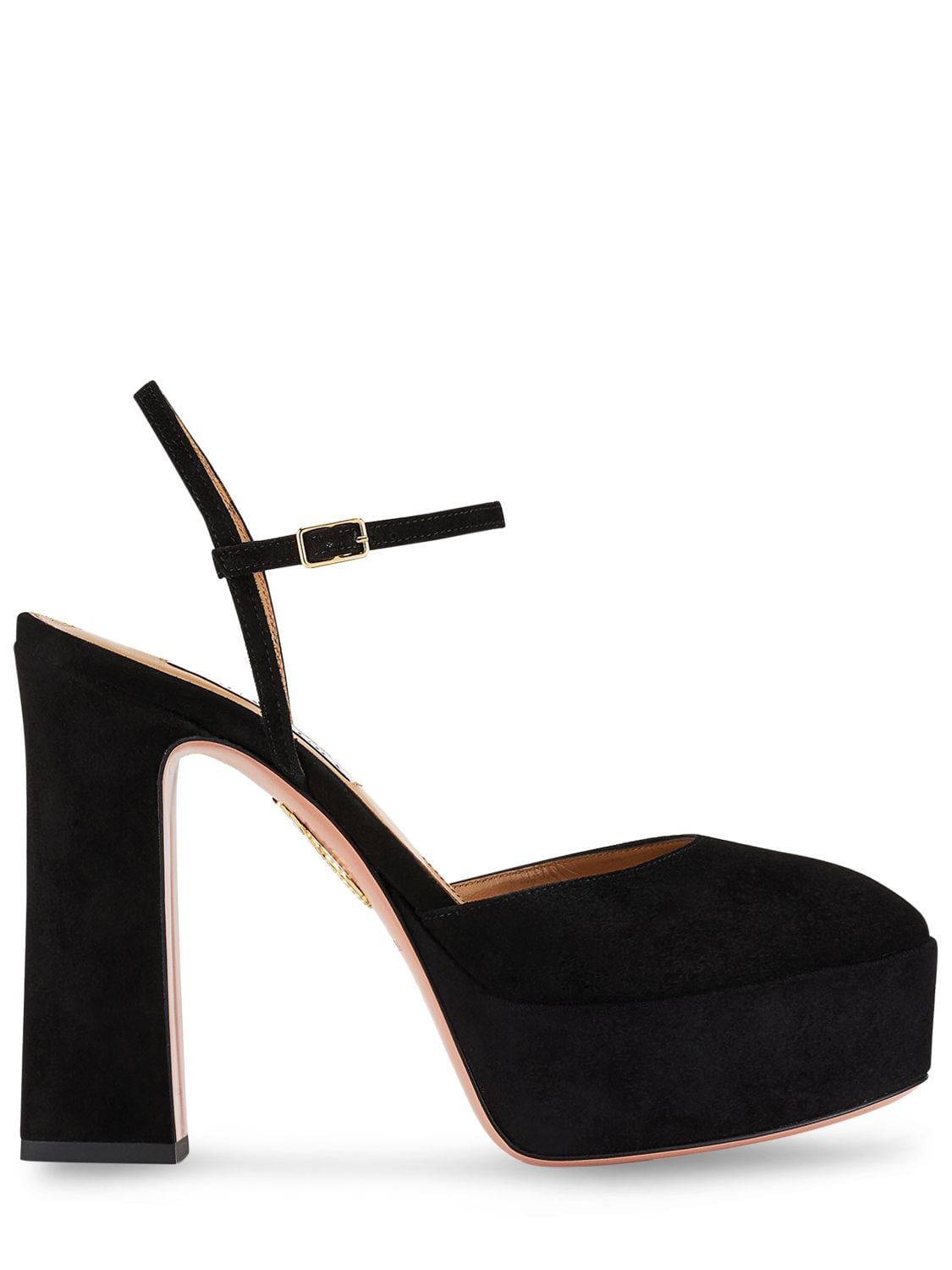 Image of 120mm Groove Plateu Suede Pumps