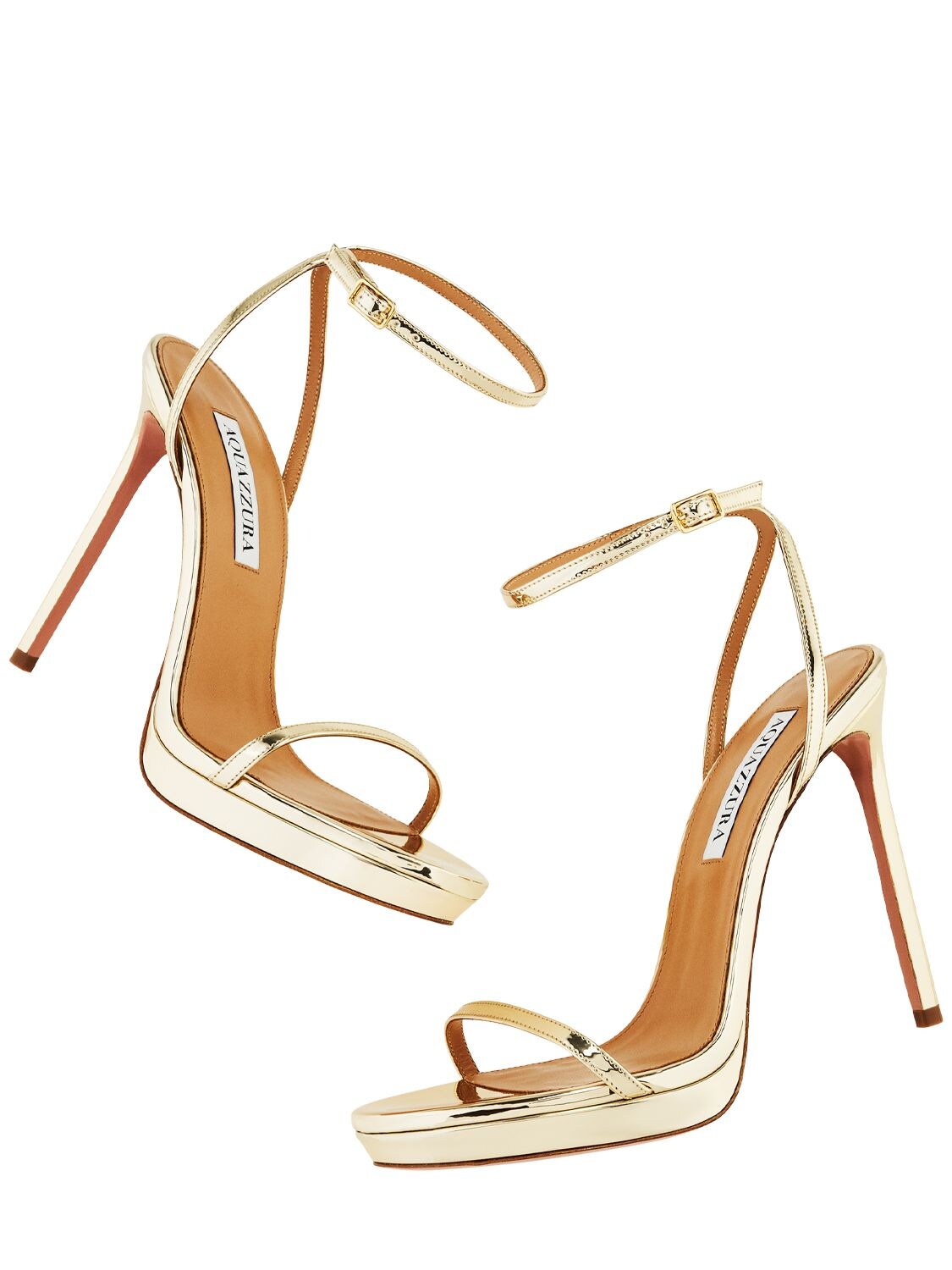 Shop Aquazzura 115mm Olie Faux Leather Sandals In Gold
