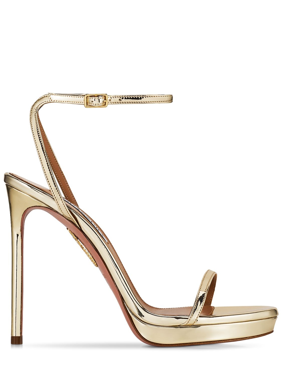 Aquazzura 115mm Olie Faux Leather Sandals In Gold