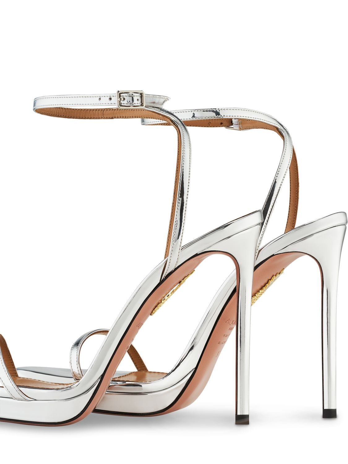 Shop Aquazzura 115mm Olie Faux Leather Sandals In Silver