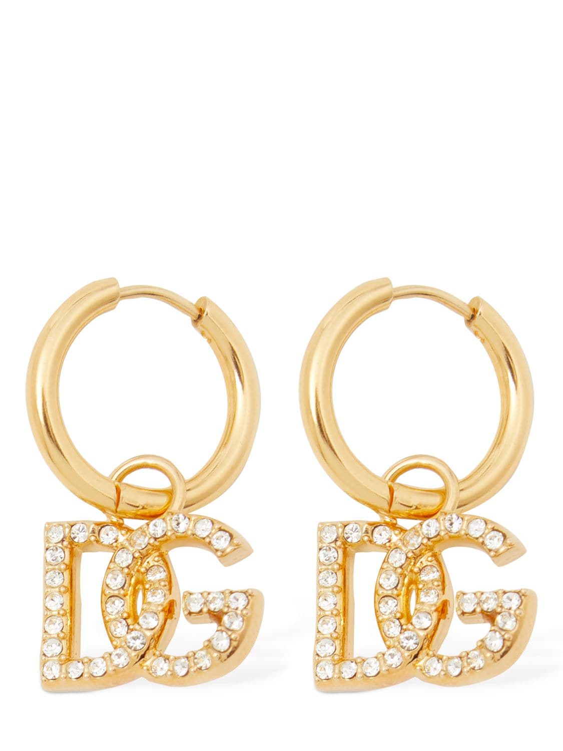 Shop Dolce & Gabbana Dg Logo Crystal Mono Earring In Gold,crystal