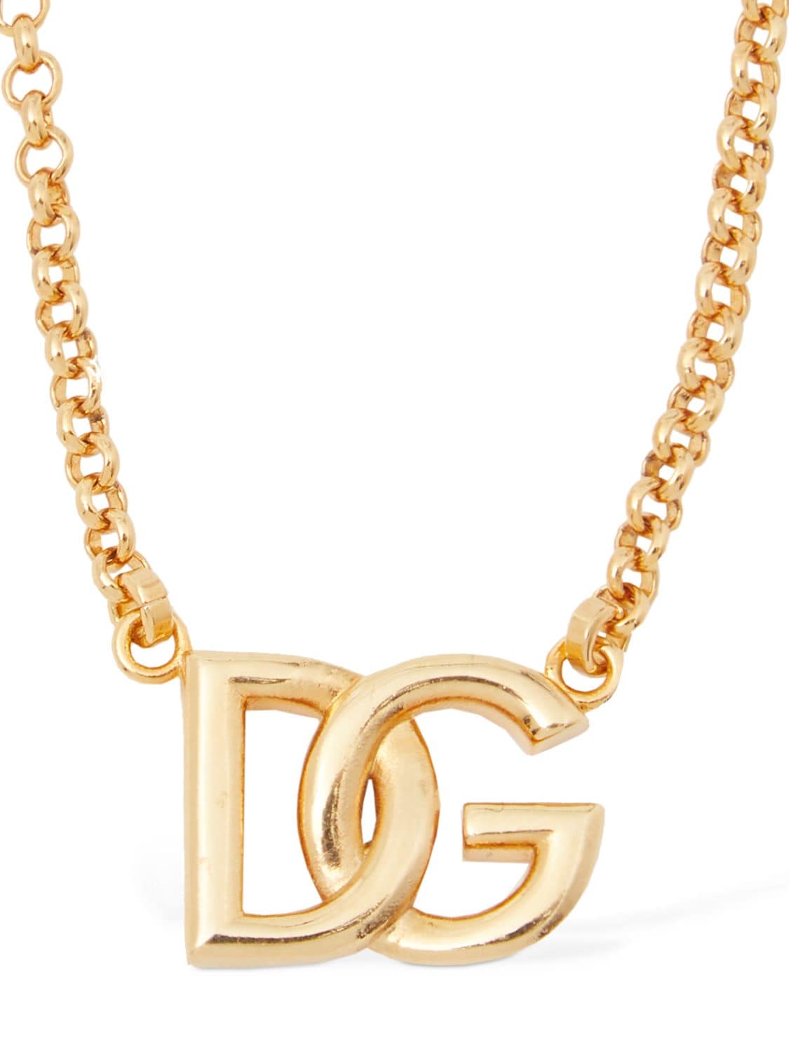 Shop Dolce & Gabbana Dg Logo Charm Necklace In Gold