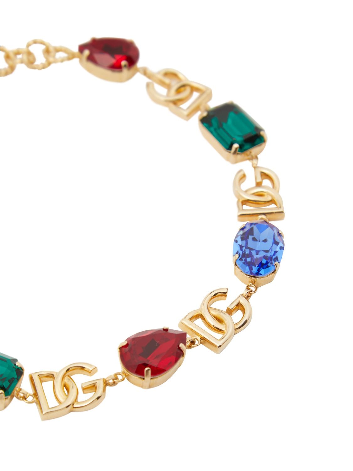 Shop Dolce & Gabbana Dg Logo Crystal Collar Necklace In Gold,multi