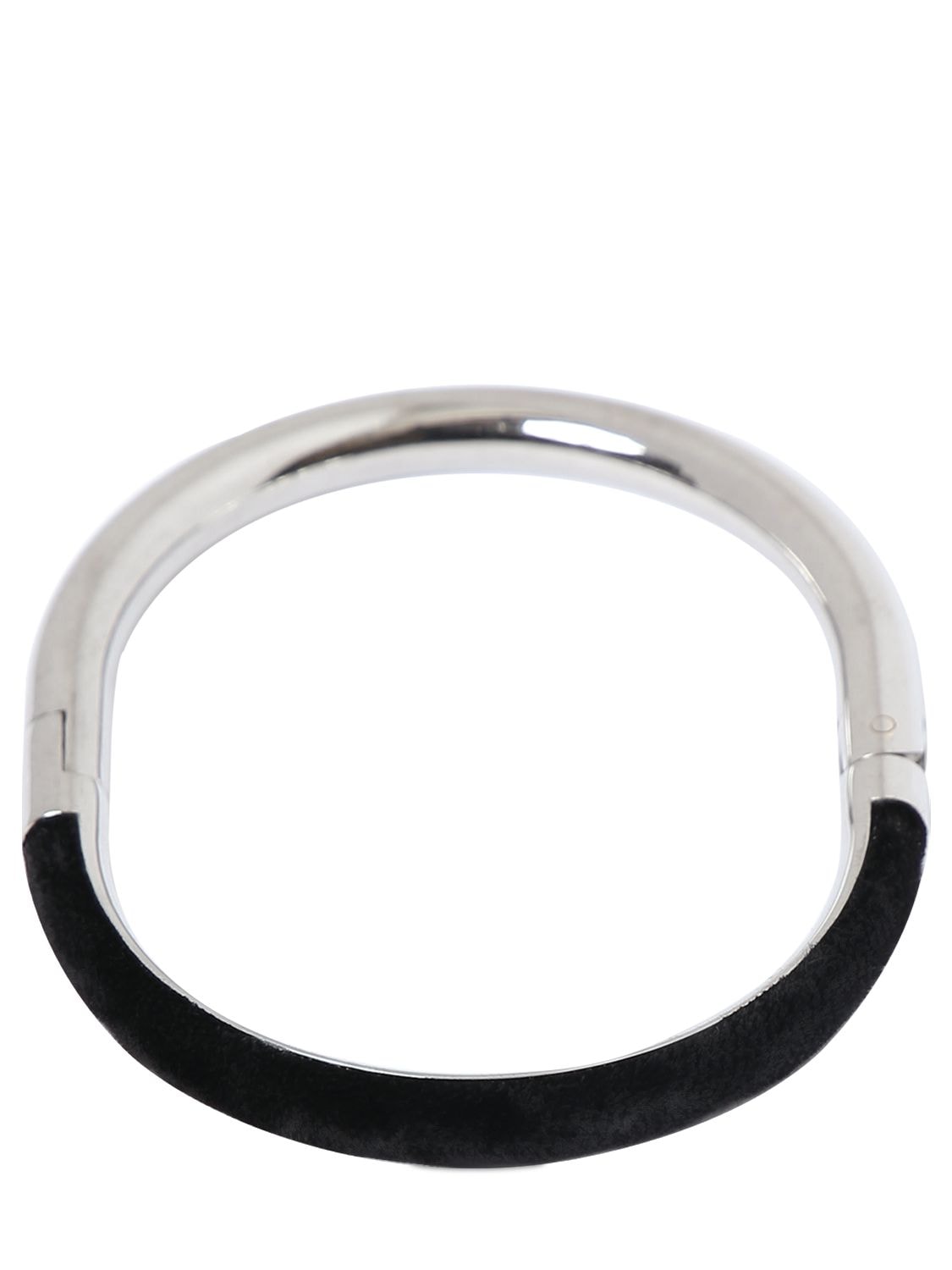 Saint Laurent Oval Brass Bracelet In Black,silver