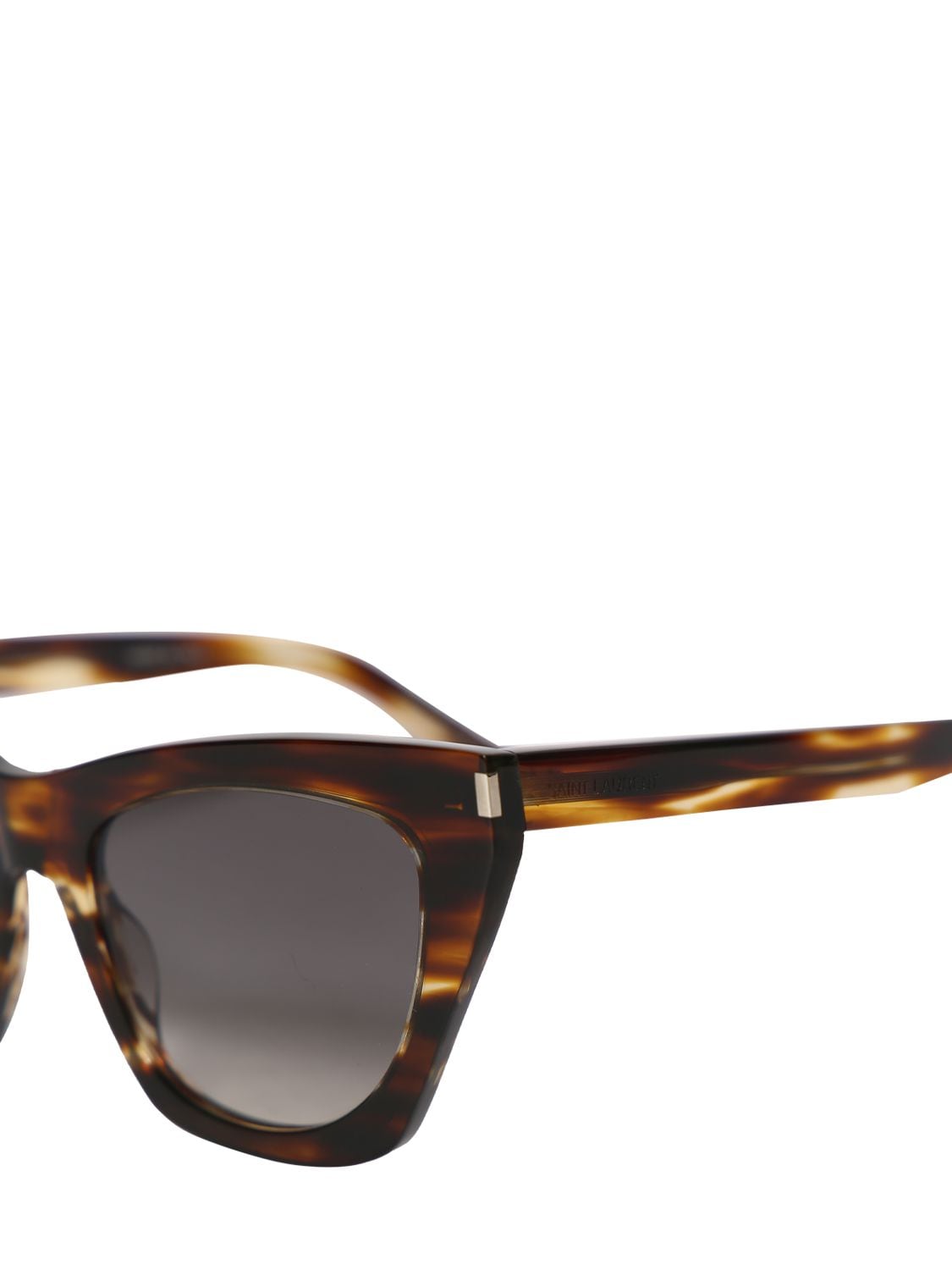 Shop Saint Laurent Sl 214 Kate Recycled Acetate Sunglasses In Havana,grey