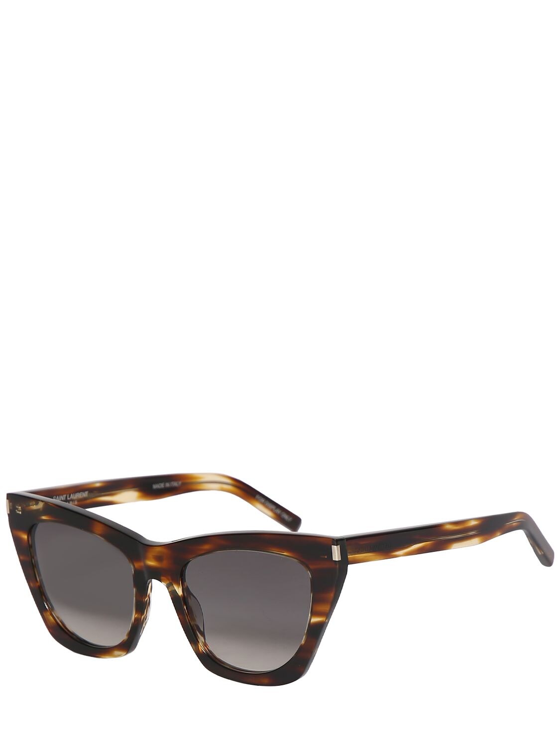 Shop Saint Laurent Sl 214 Kate Recycled Acetate Sunglasses In Havana,grey