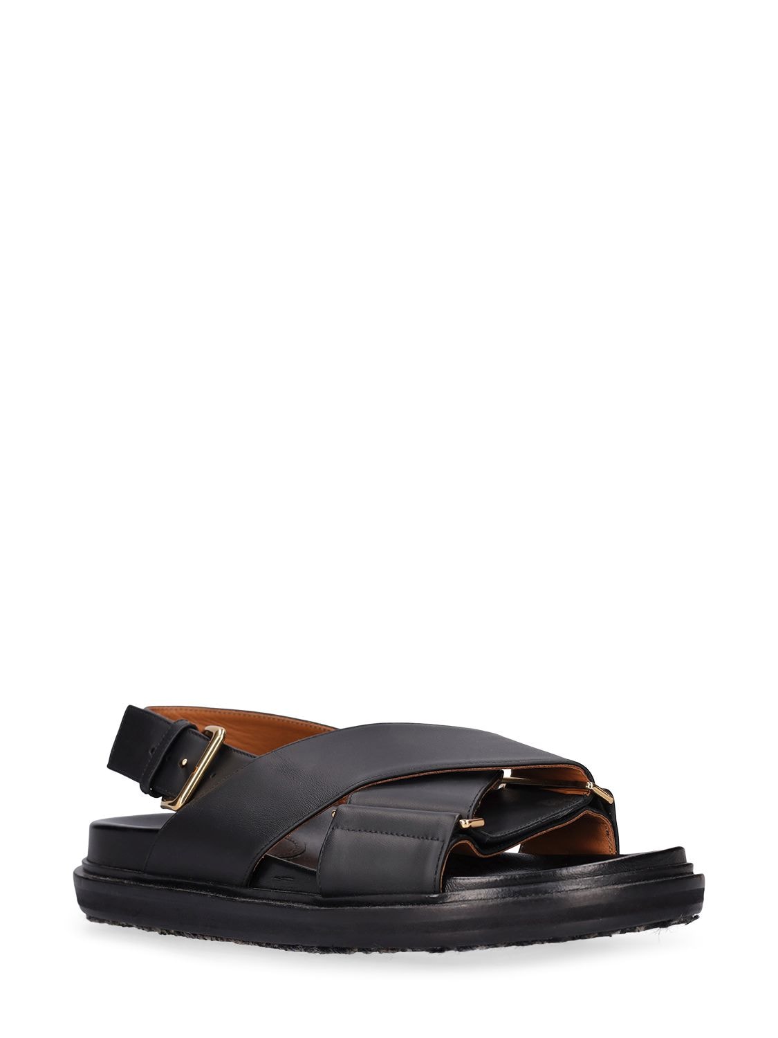 Shop Marni 20mm Fussbett Leather Sandals In Black