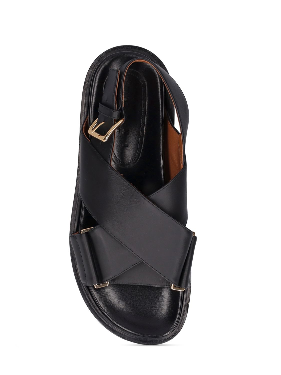 Shop Marni 20mm Fussbett Leather Sandals In Black