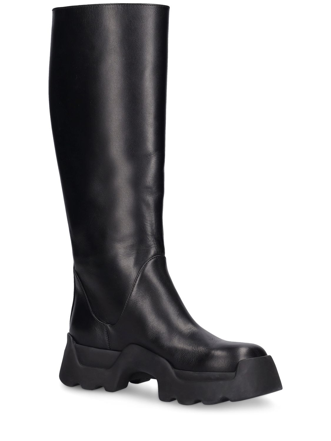 Shop Proenza Schouler 35mm Stomp Leather Tall Boots In Black