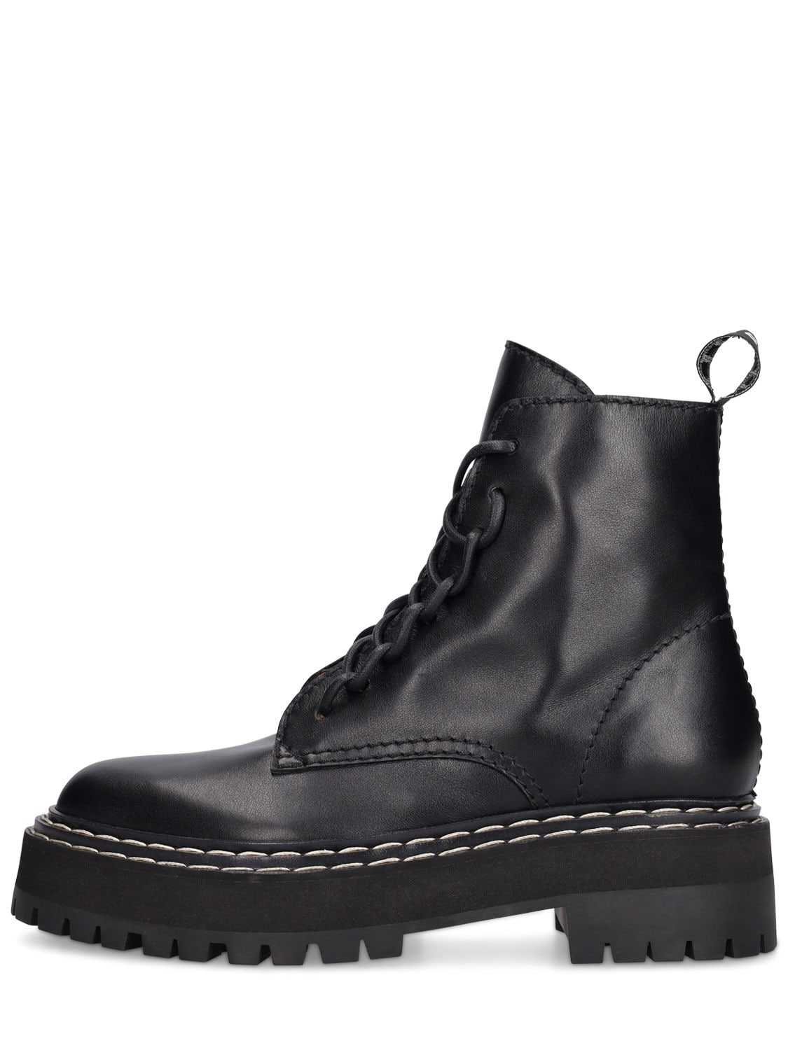 Proenza Schouler 30mm Lug Sole Leather Combat Boots In Black