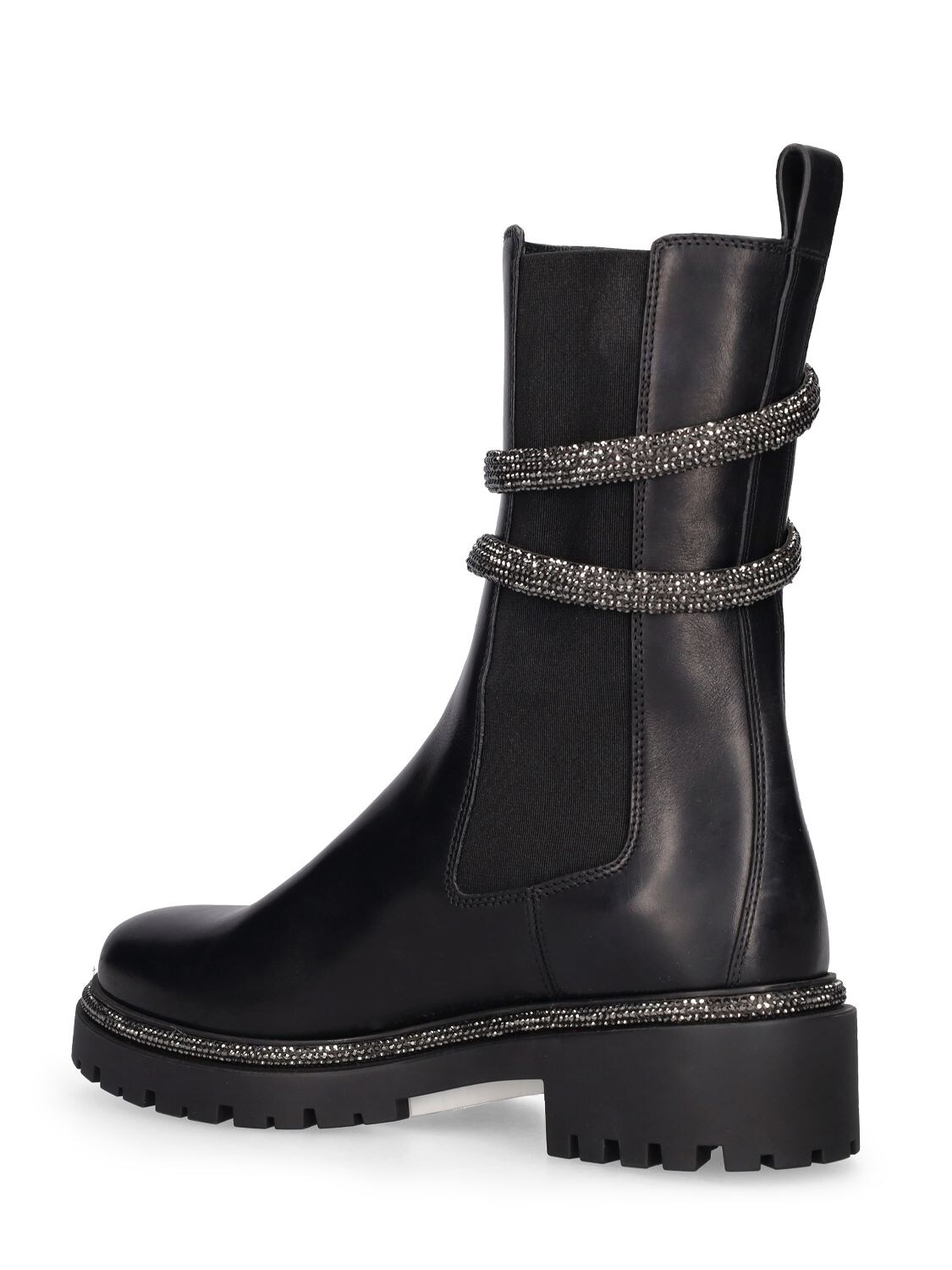 Shop René Caovilla 40mm Cleo Leather Chelsea Boots In Black