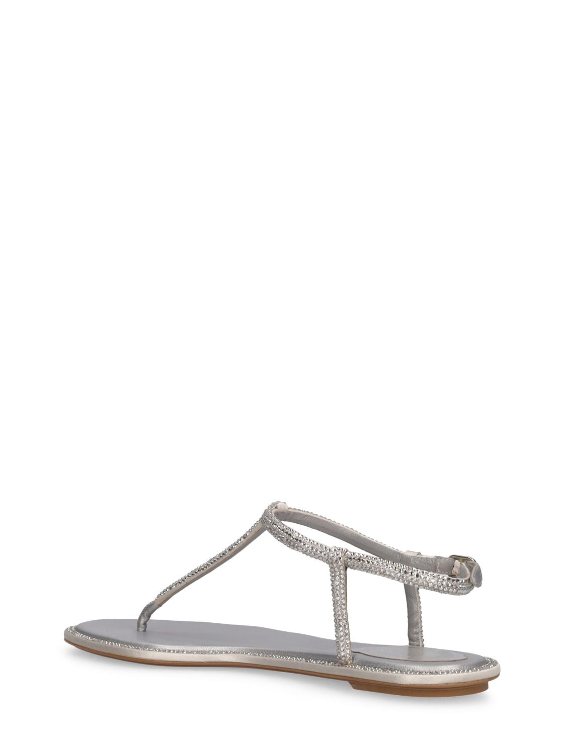Shop René Caovilla 10mm Diana Satin Thong Sandals In Silver