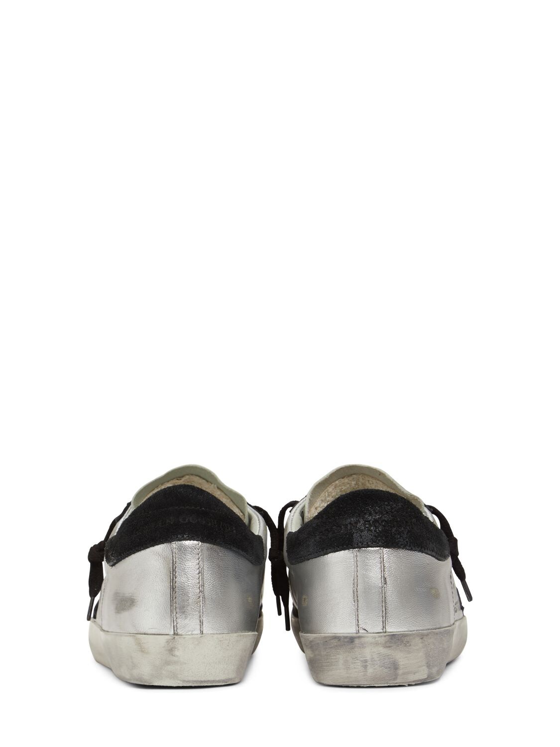 Shop Golden Goose 20mm Super-star Metallic Leather Sneaker In Silver,black