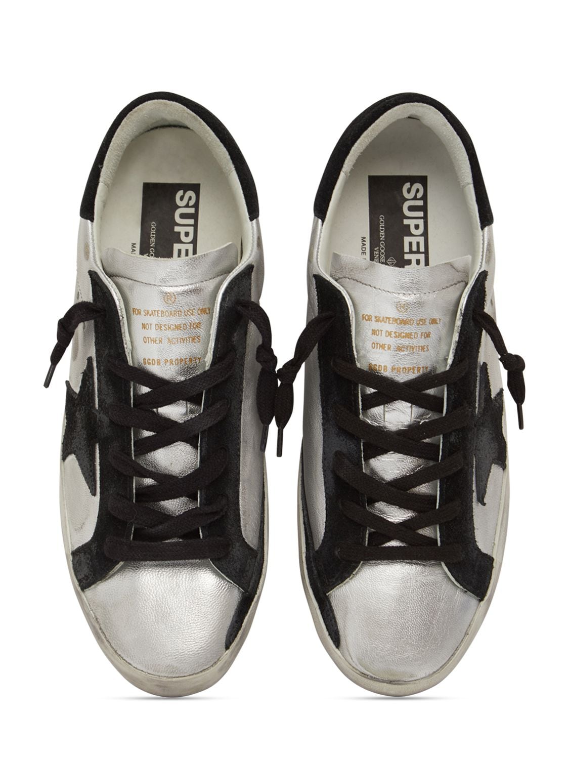 Shop Golden Goose 20mm Super-star Metallic Leather Sneaker In Silver,black