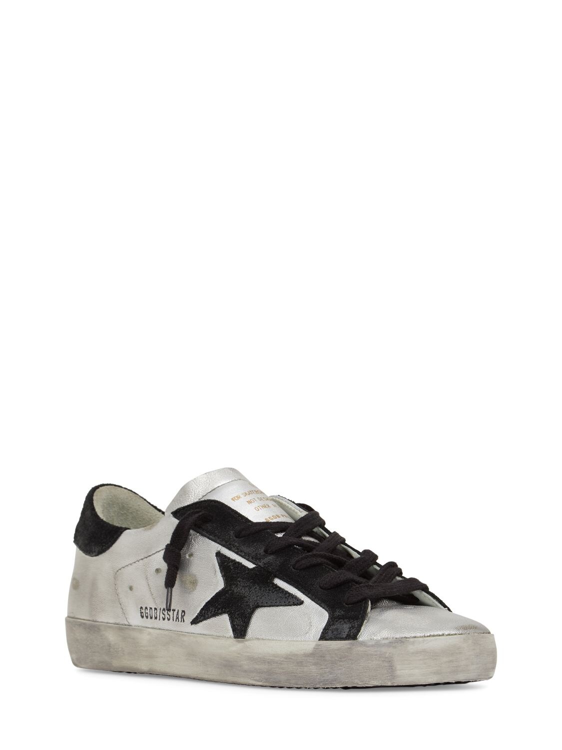 Shop Golden Goose 20mm Super-star Metallic Leather Sneaker In Silver,black