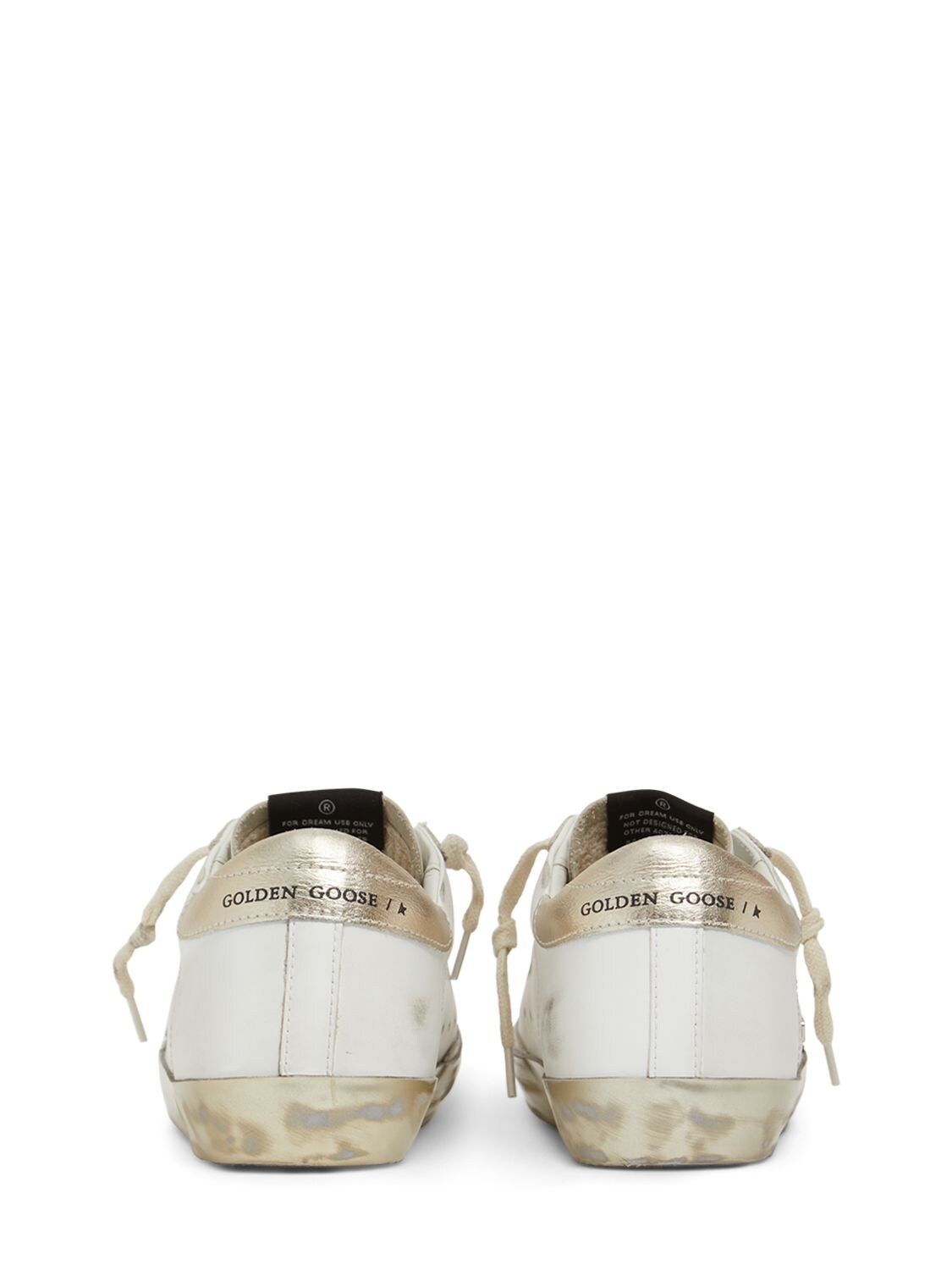 Shop Golden Goose 20mm Super-star Leather Sneakers In White,gold