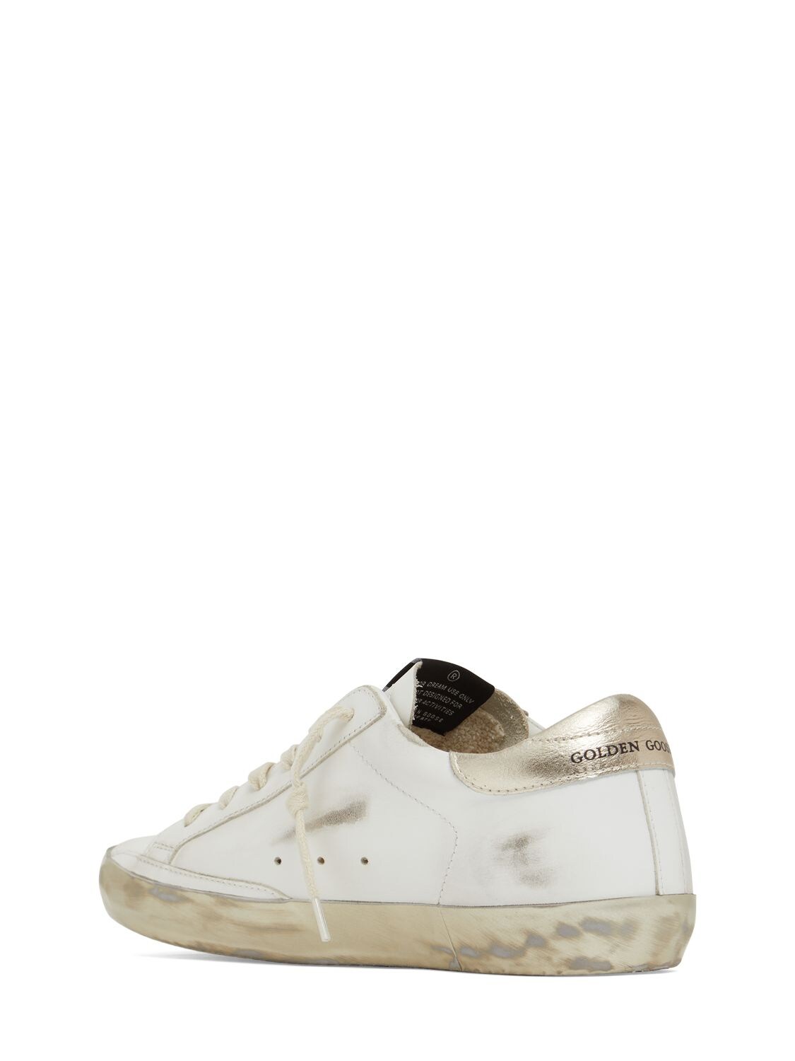 Shop Golden Goose 20mm Super-star Leather Sneakers In White,gold