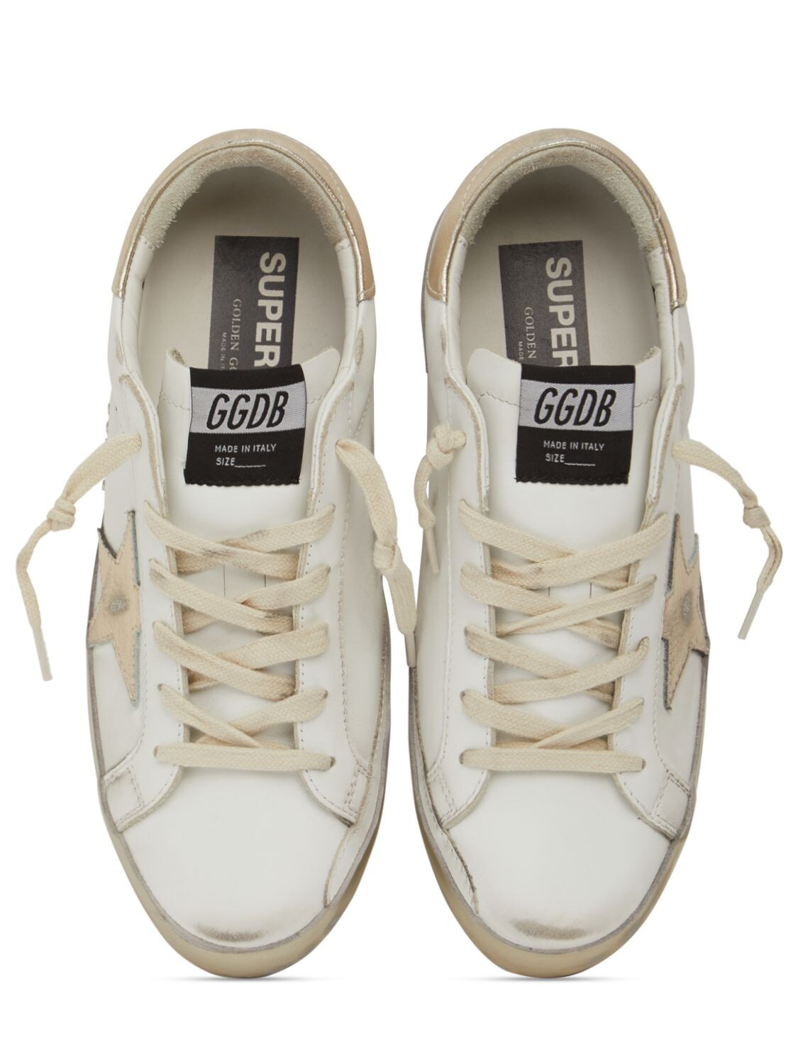 Shop Golden Goose 20mm Super-star Leather Sneakers In White,gold