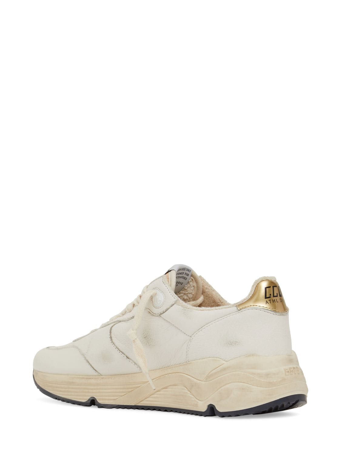 Shop Golden Goose 30mm Running Leather Sneakers In White,beige