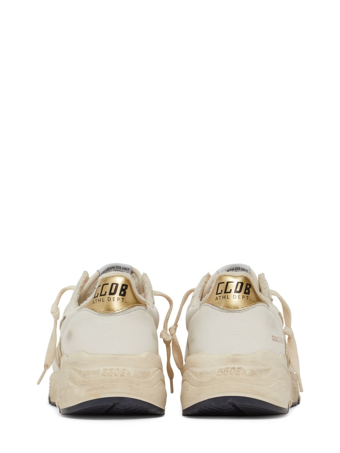 Shop Golden Goose 30mm Running Leather Sneakers In White,beige