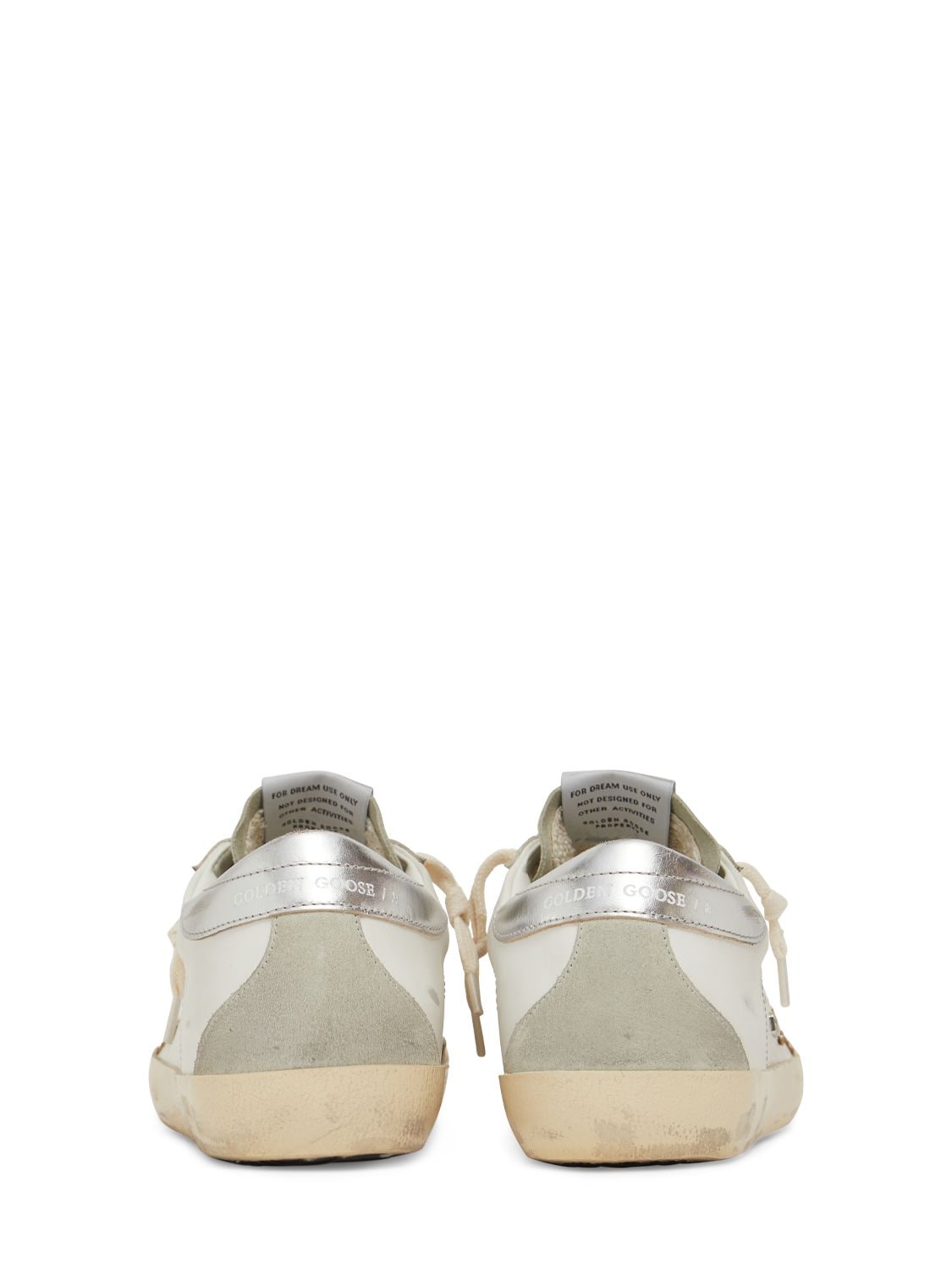 Shop Golden Goose 20mm Super-star Leather Sneakers In White,silver