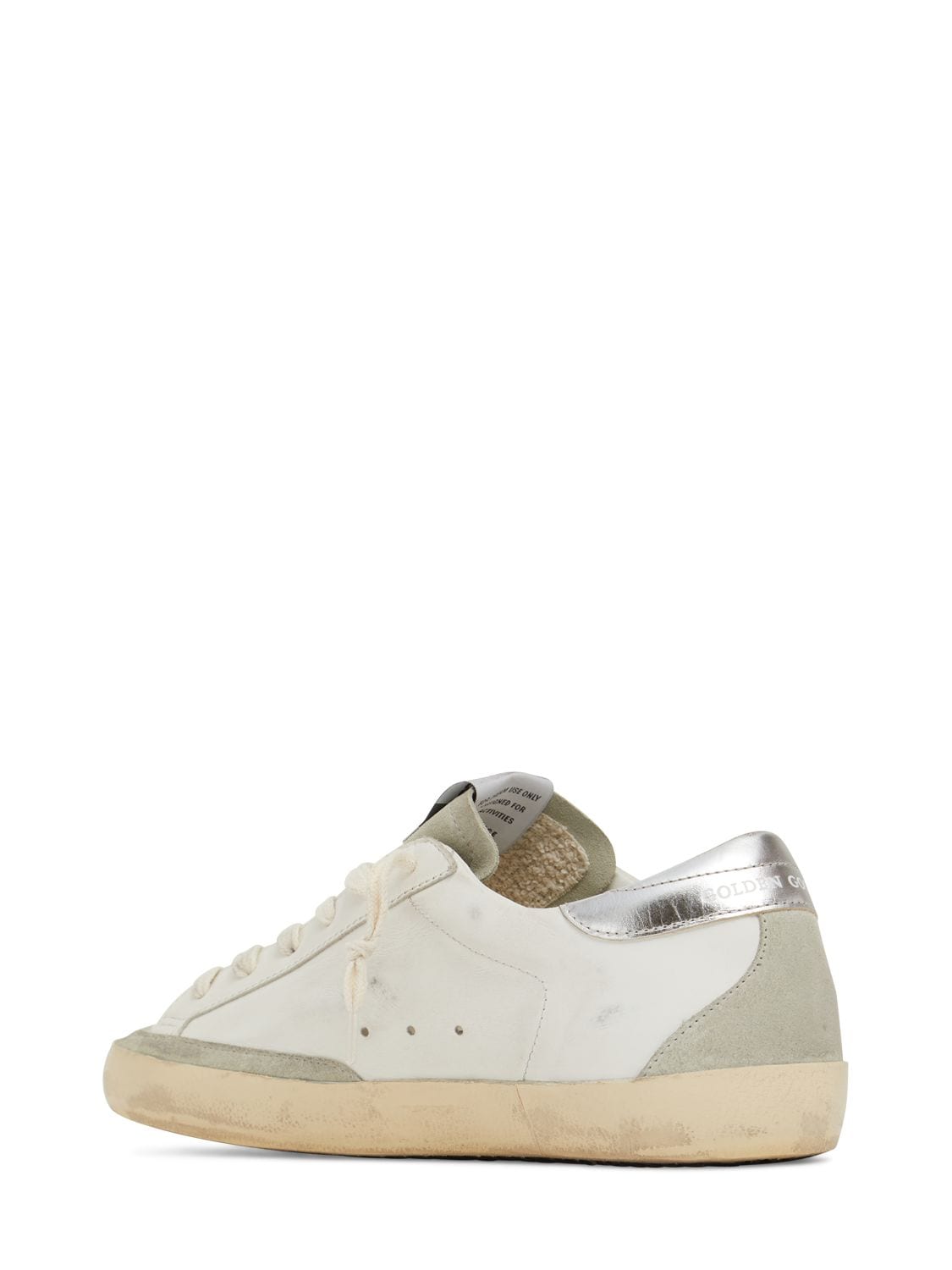 Shop Golden Goose 20mm Super-star Leather Sneakers In White,silver