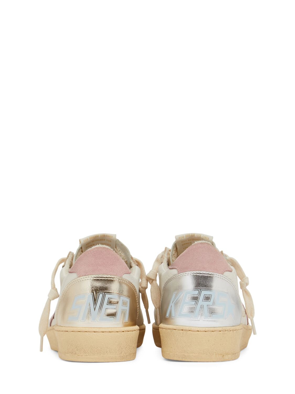 Shop Golden Goose 20mm Ball Star Leather Sneakers In White,silver