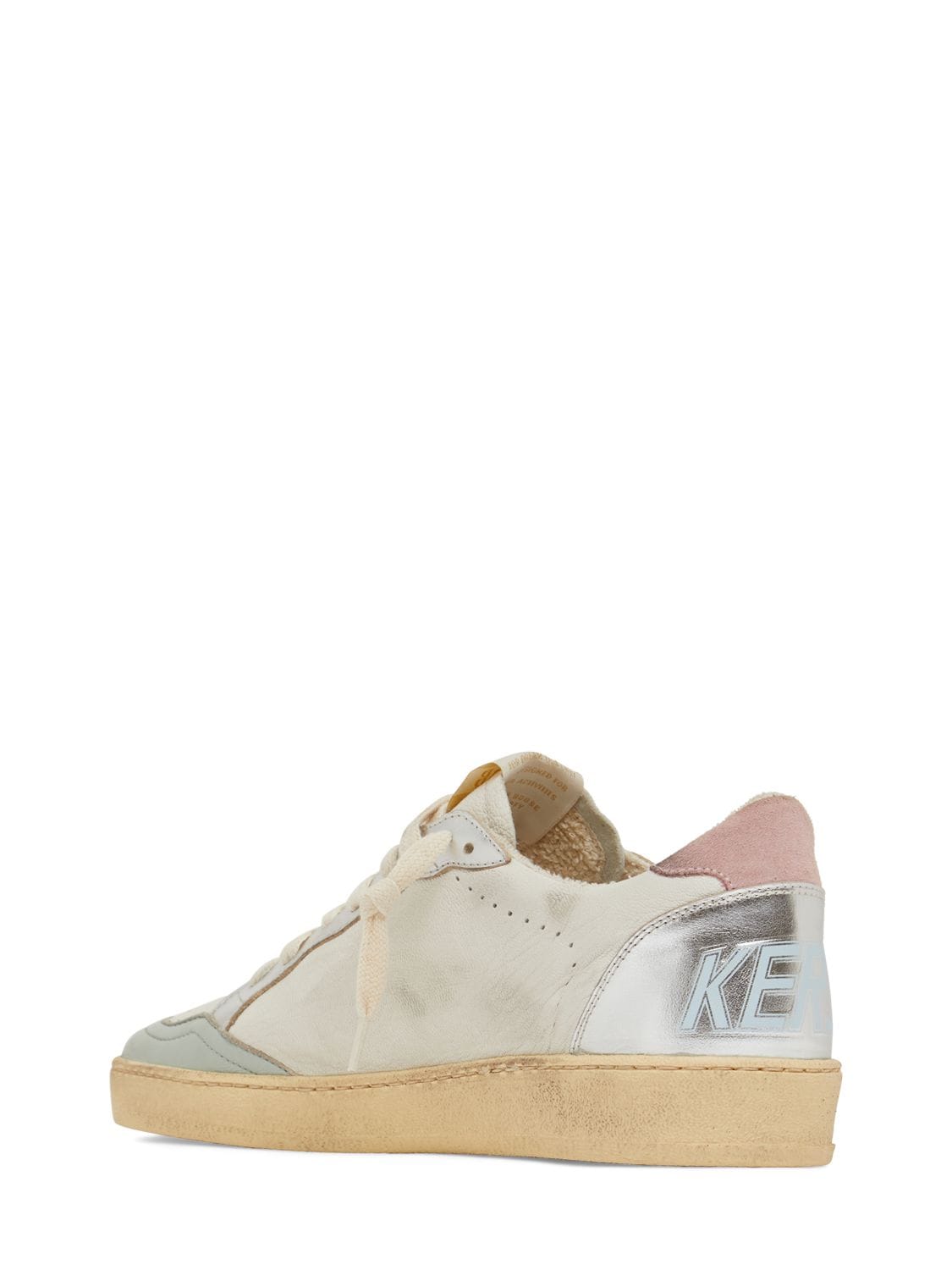 Shop Golden Goose 20mm Ball Star Leather Sneakers In White,silver