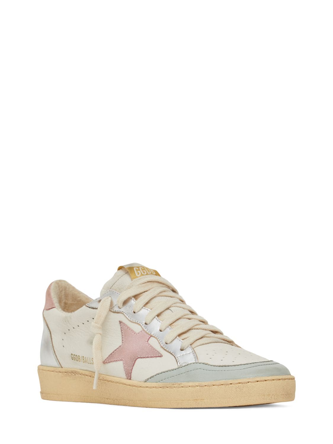 Shop Golden Goose 20mm Ball Star Leather Sneakers In White,silver