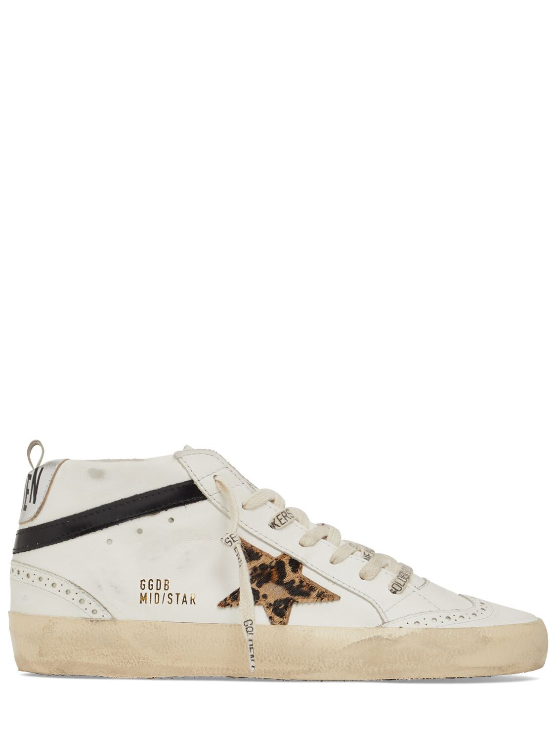 Golden Goose 20mm Mid Star Leather Sneakers In White,multi