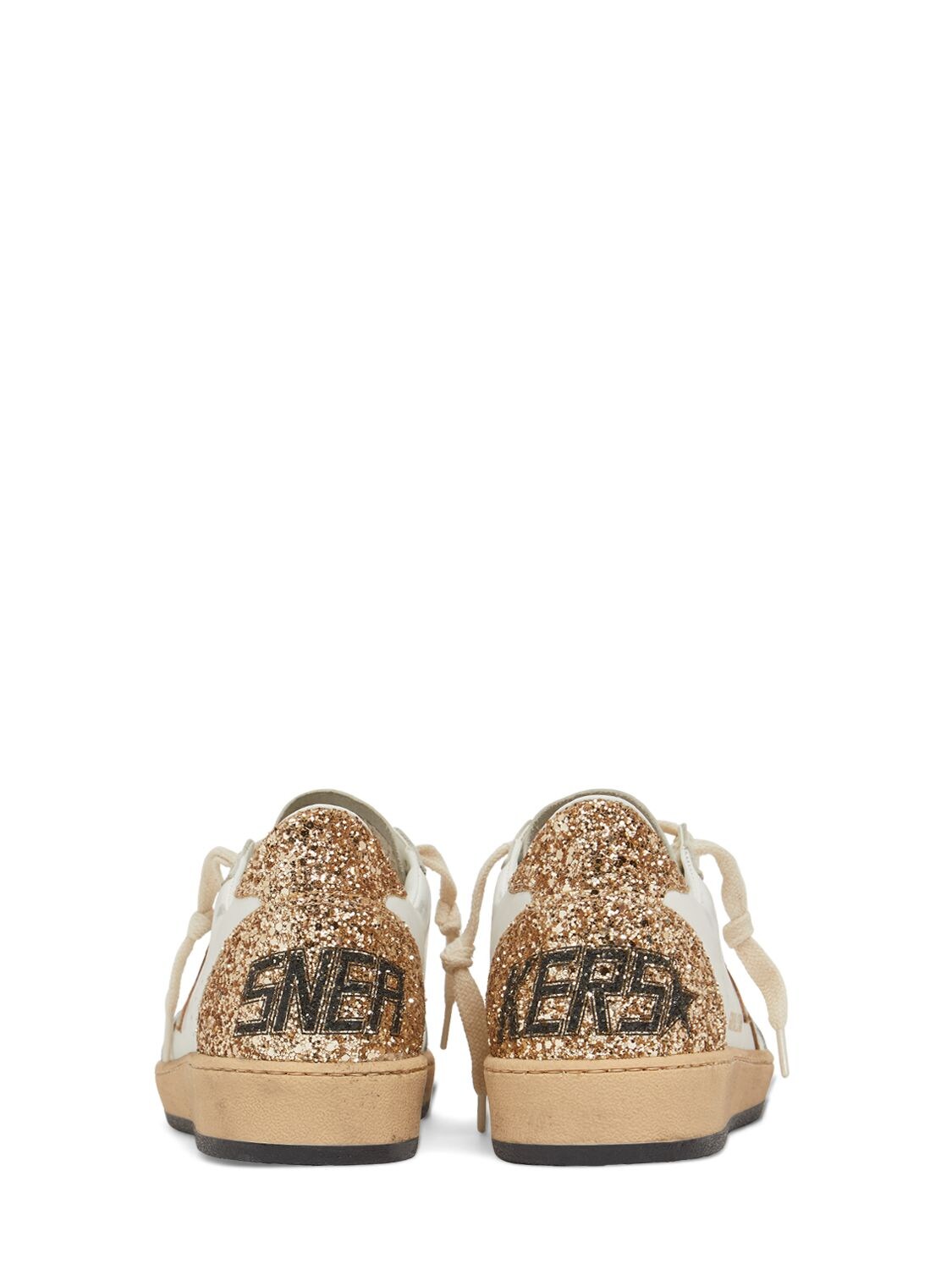 Shop Golden Goose 20mm Ball Star Leather Sneakers In White,gold