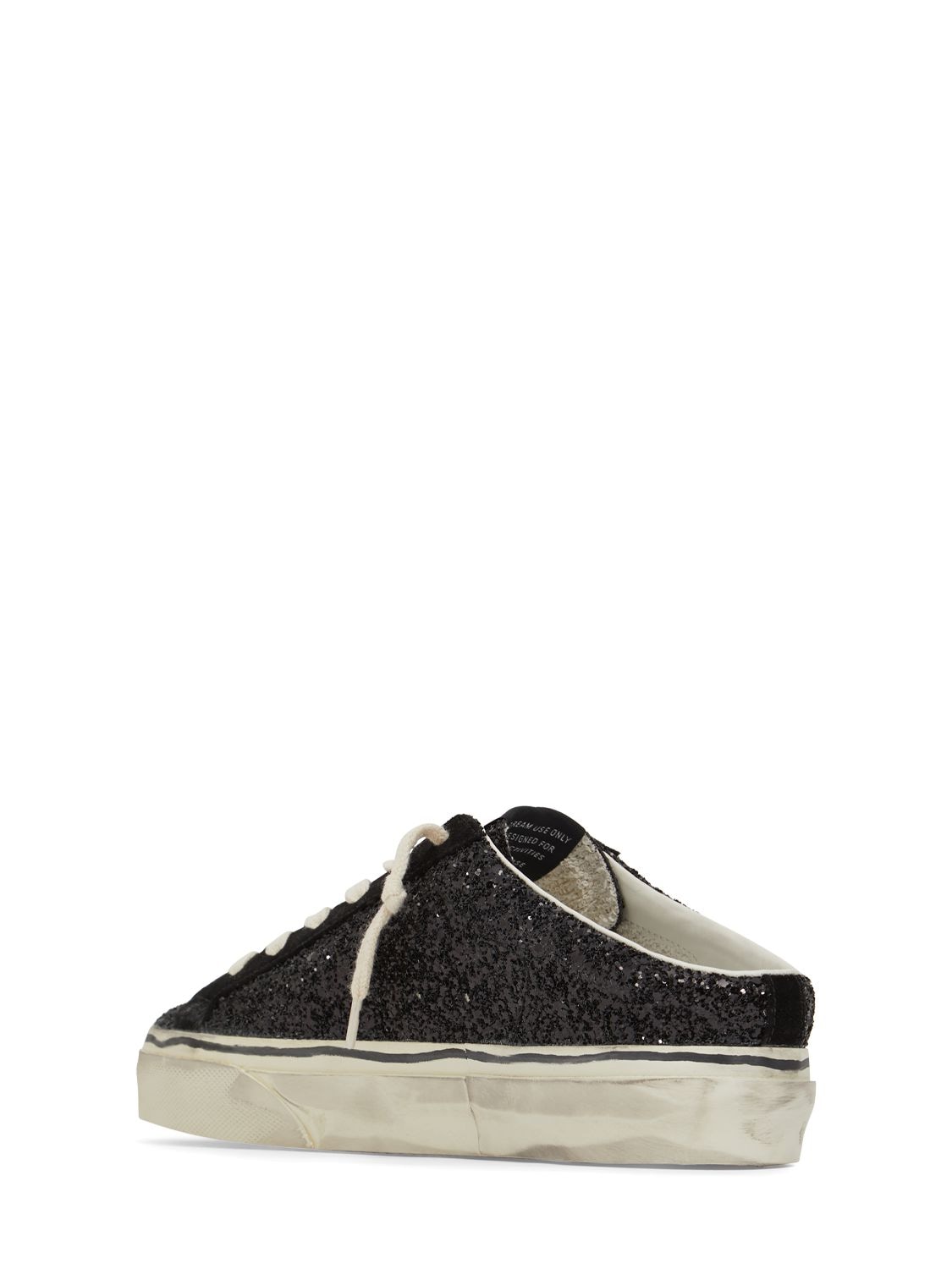 Shop Golden Goose 20mm Super-star Glittered Sabot Sneakers In Black,white