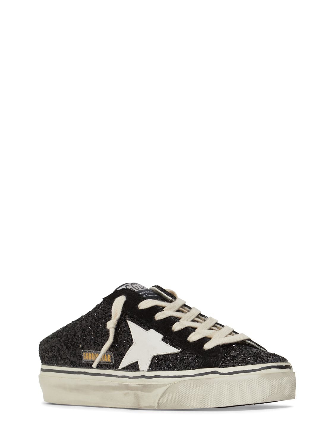 Shop Golden Goose 20mm Super-star Glittered Sabot Sneakers In Black,white