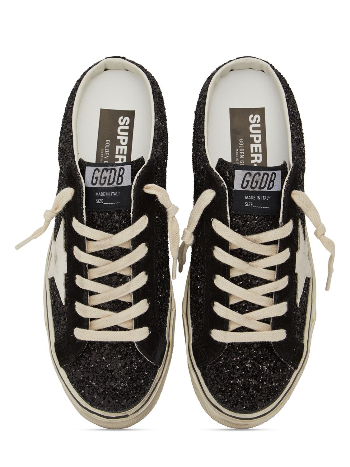 Shop Golden Goose 20mm Super-star Glittered Sabot Sneakers In Black,white