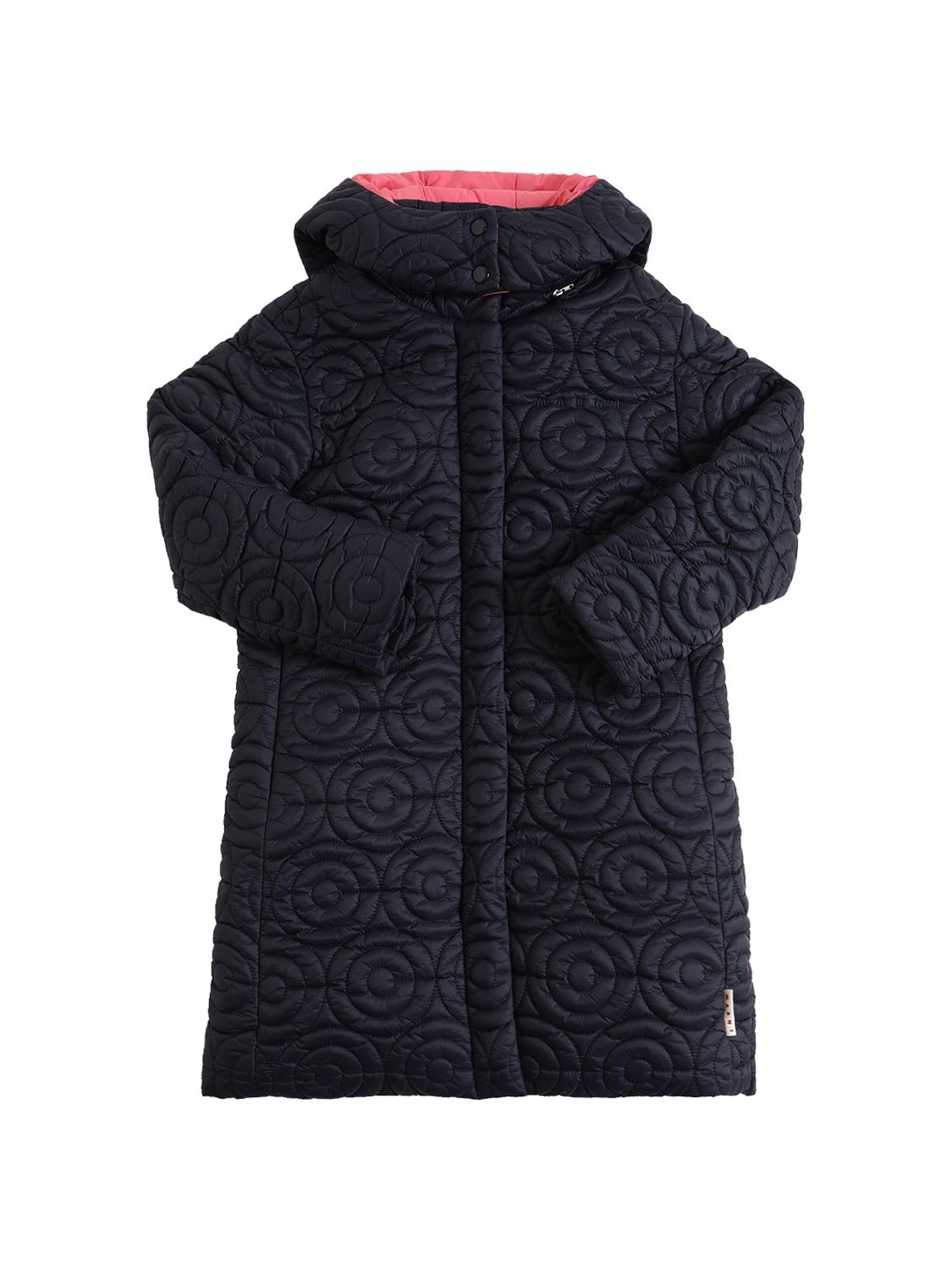 Marni Junior Kids' Quilted Nylon Puffer Coat In Navy