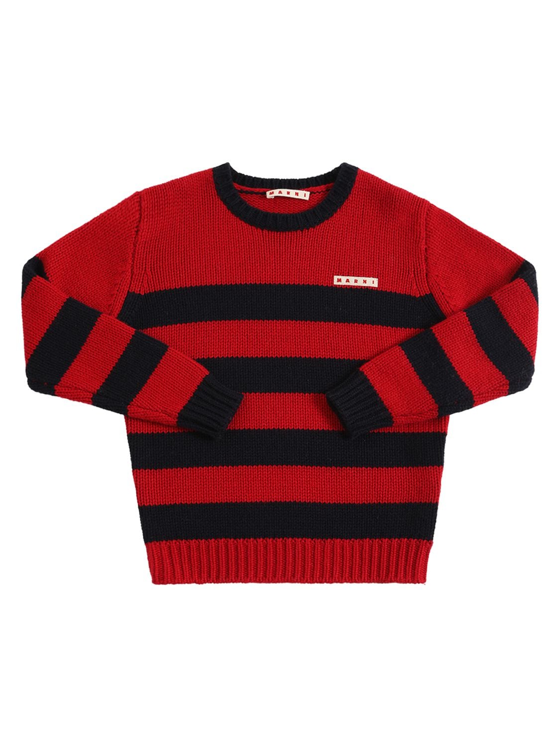 Marni Junior Kids' Striped Viscose Blend Jumper In Red,black