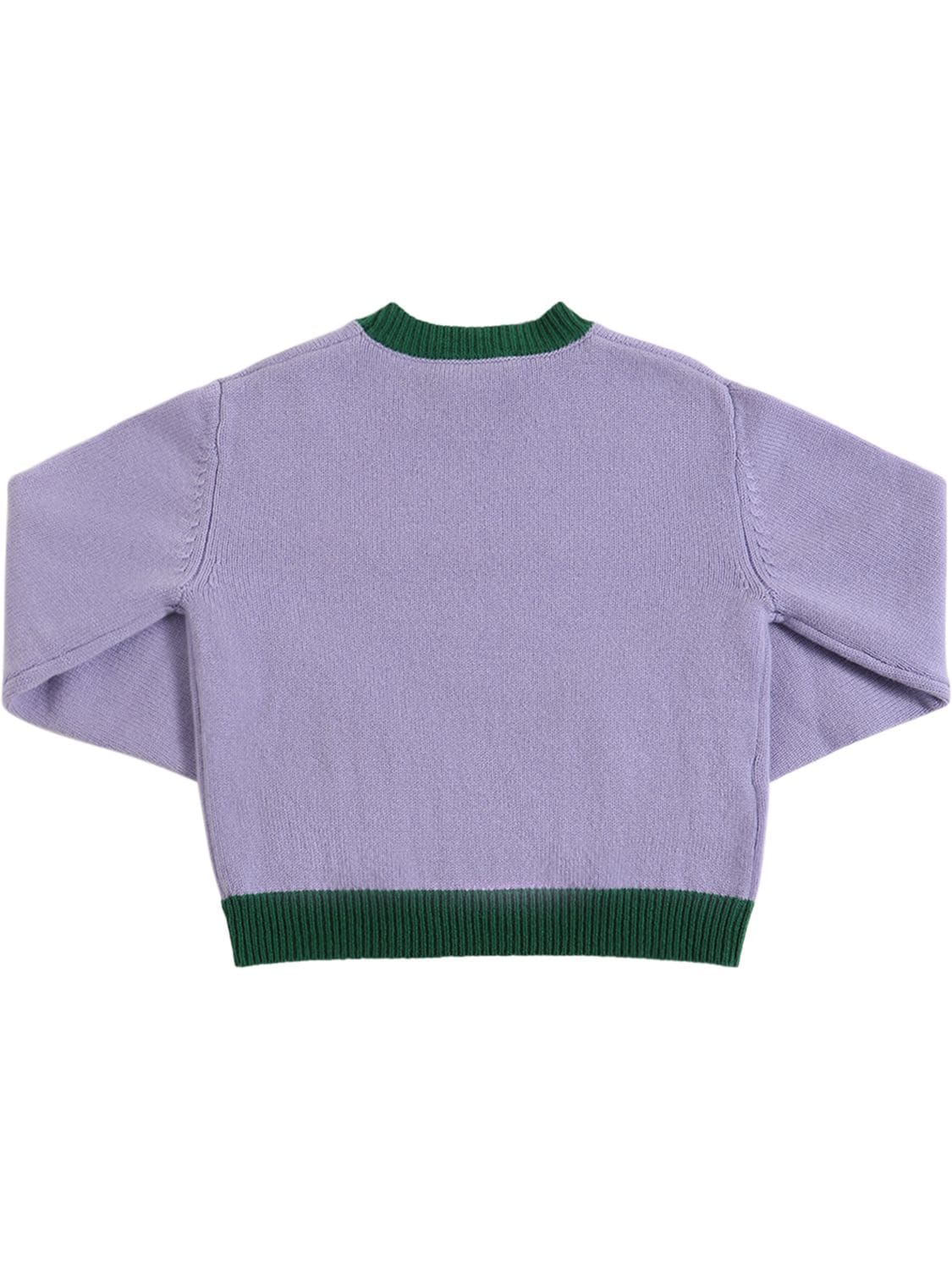 Shop Marni Junior Intarsia Logo Wool & Cashmere Sweater In Purple,green