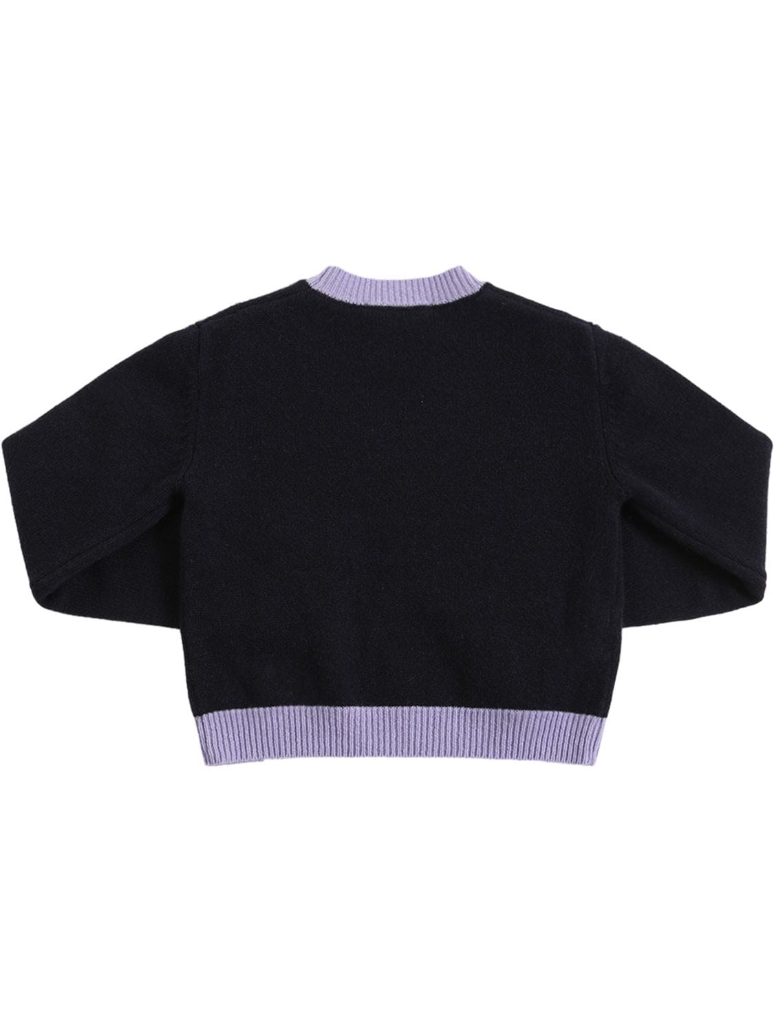 Shop Marni Junior Intarsia Logo Wool & Cashmere Sweater In Black,purple