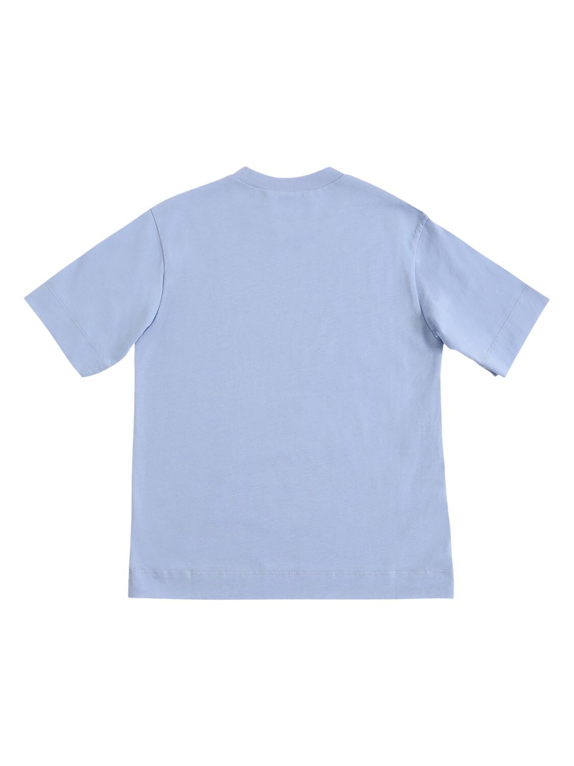 Shop Marni Junior Logo Print Cotton Jersey S/s T-shirt In Light Blue