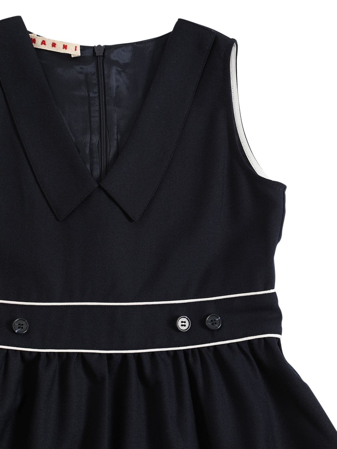 Shop Marni Junior Wool Blend Sleeveless Dress In Navy