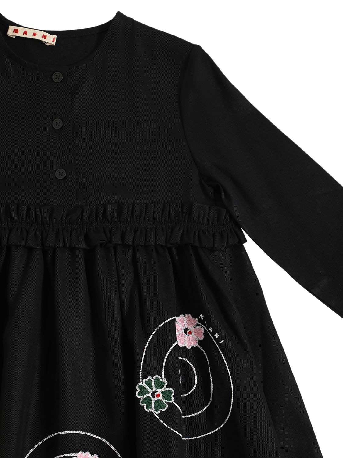 Shop Marni Junior Embroidered Lyocell Dress In Black