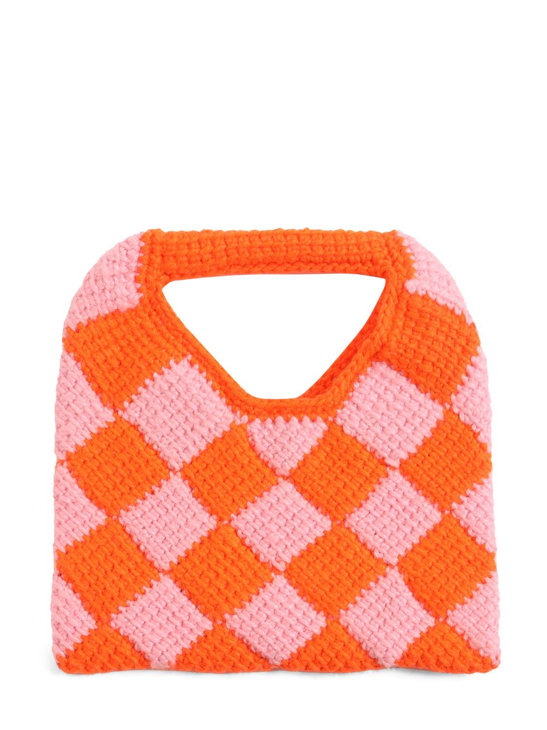 Shop Marni Junior Color Block Woven Tote Bag W/ Logo In 오렌지,핑크